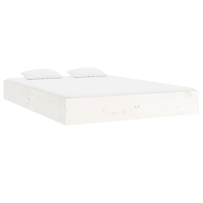White Solid Wood King Size Bed Frame 150x200 cm (No Mattress)