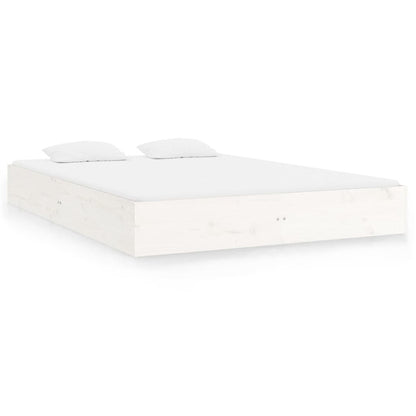 Solid Wood Bed Frame 140x200 cm - White Finish, Mattress Not Included