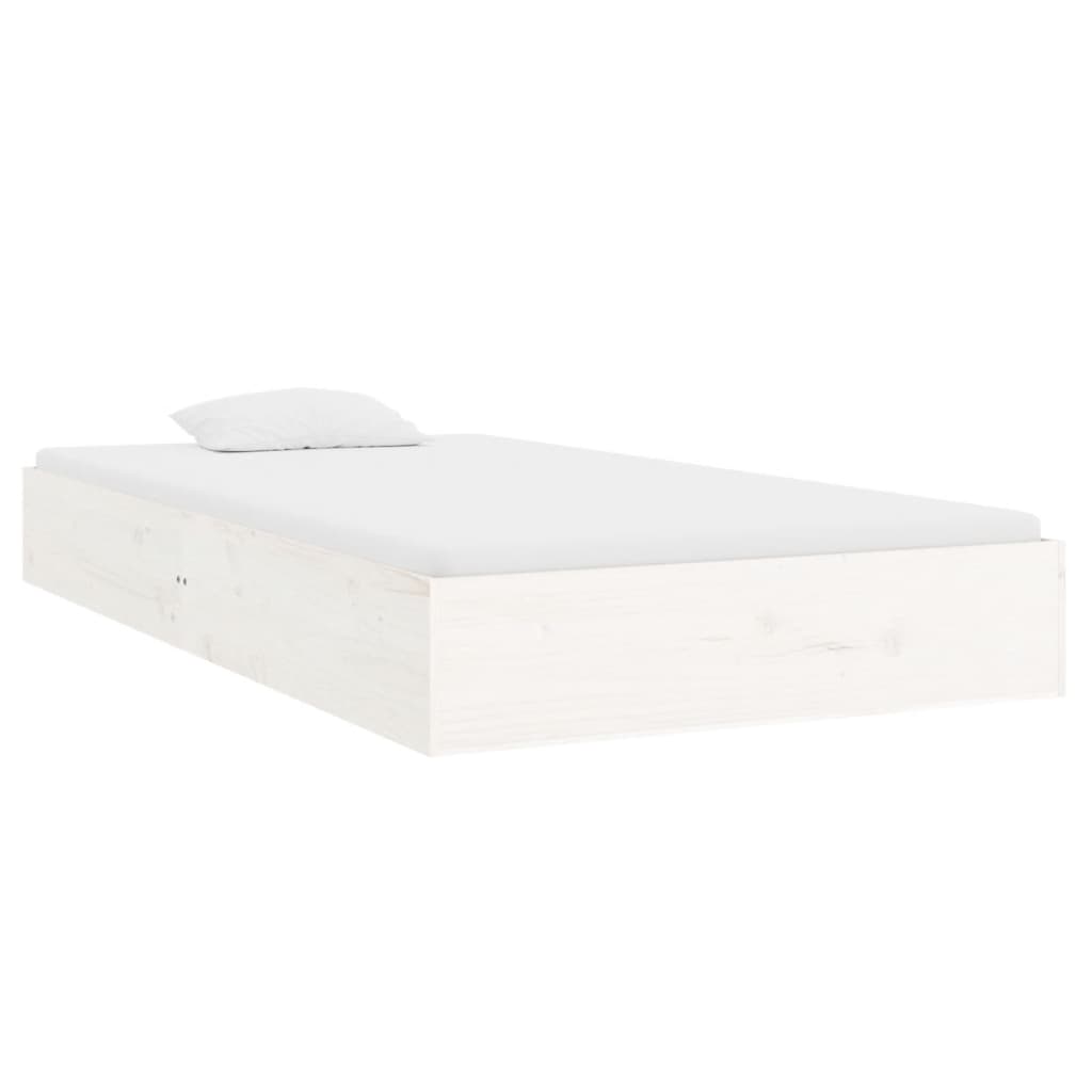 White Solid Wood Bed Frame 90x200 cm - Mattress Not Included