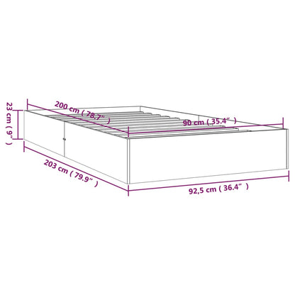 White Solid Wood Bed Frame 90x200 cm - Mattress Not Included