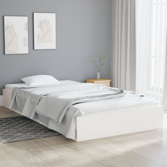 White Solid Wood Bed Frame 90x200 cm - Mattress Not Included