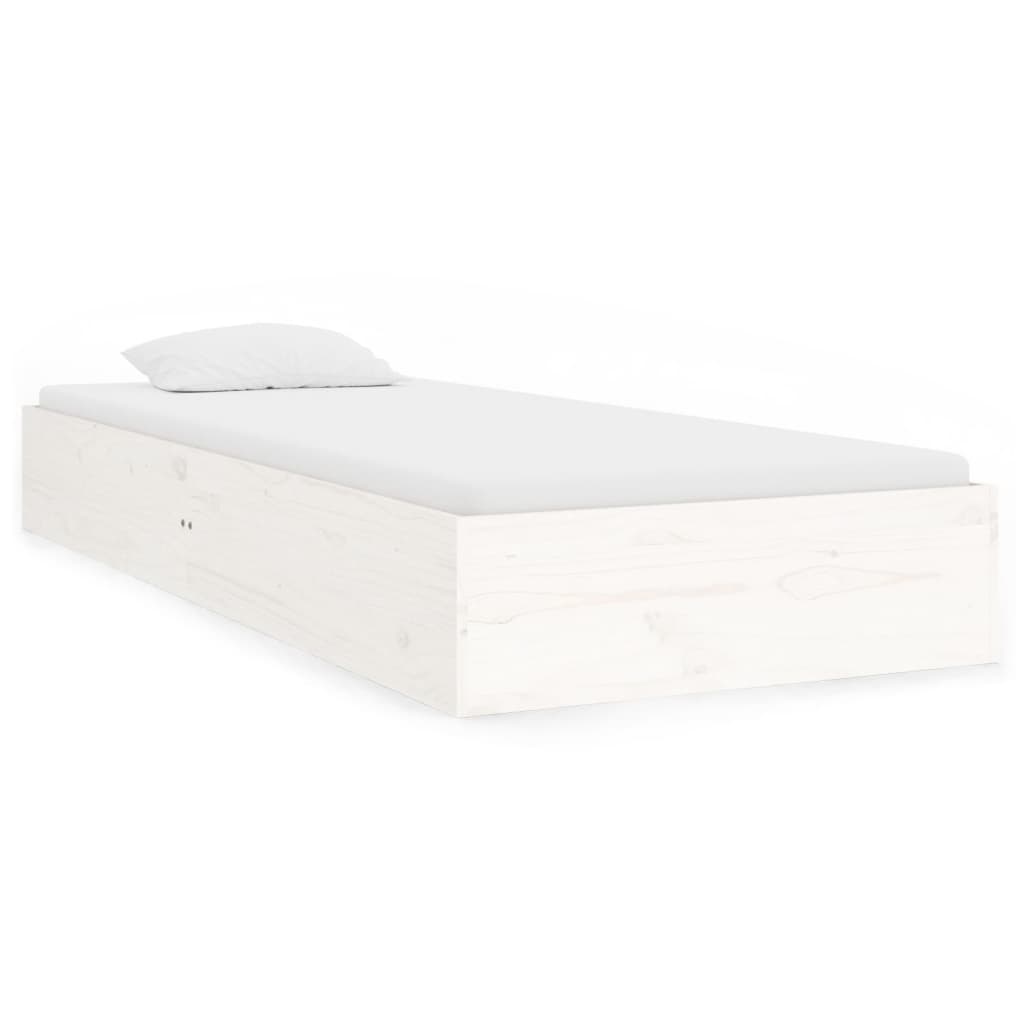White Solid Wood Bed Frame 75x190cm Small Single, No Mattress