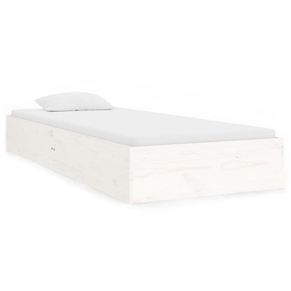 White Solid Wood Bed Frame 75x190cm Small Single, No Mattress