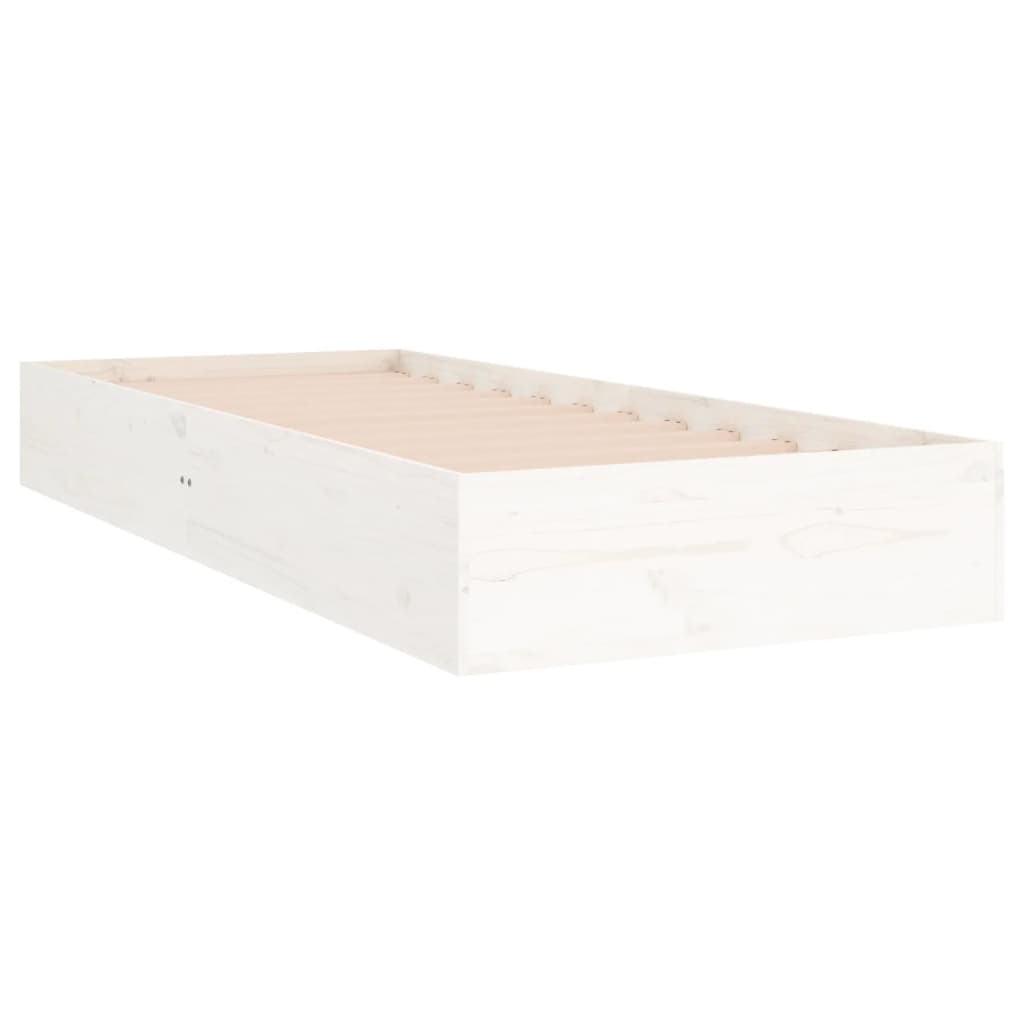White Solid Wood Bed Frame 75x190cm Small Single, No Mattress