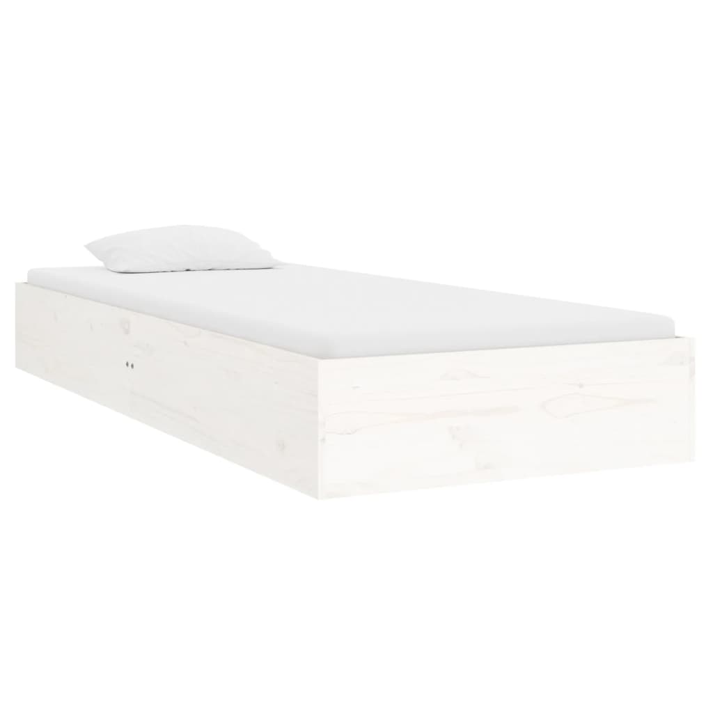 White Solid Wood Bed Frame 75x190cm Small Single, No Mattress