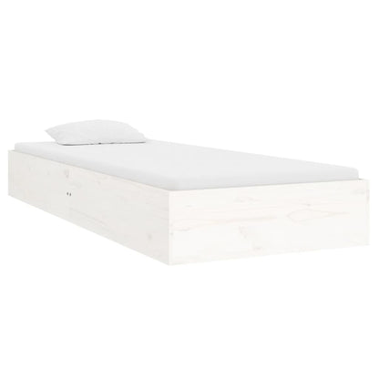 White Solid Wood Bed Frame 75x190cm Small Single, No Mattress