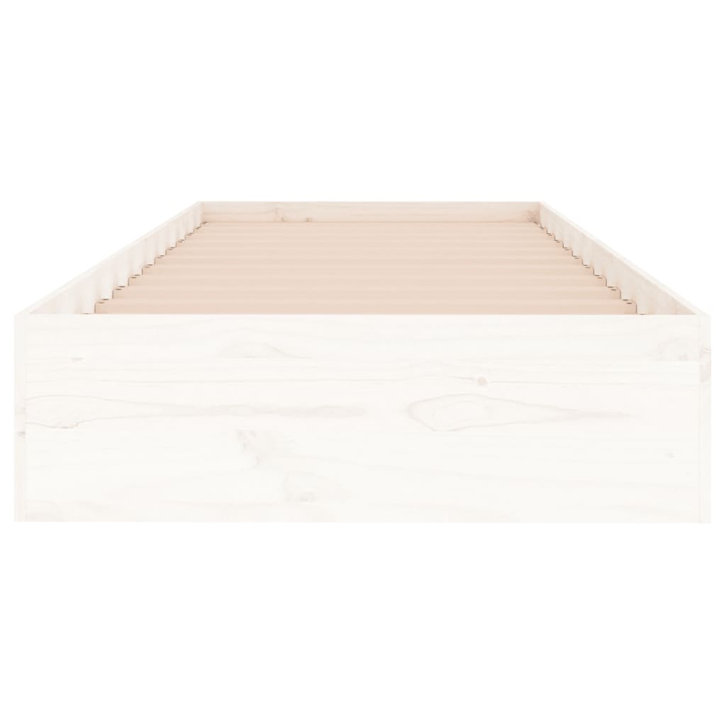 White Solid Wood Bed Frame 75x190cm Small Single, No Mattress
