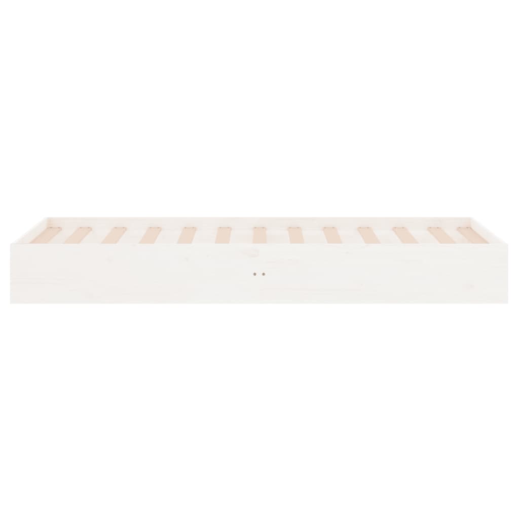 White Solid Wood Bed Frame 75x190cm Small Single, No Mattress