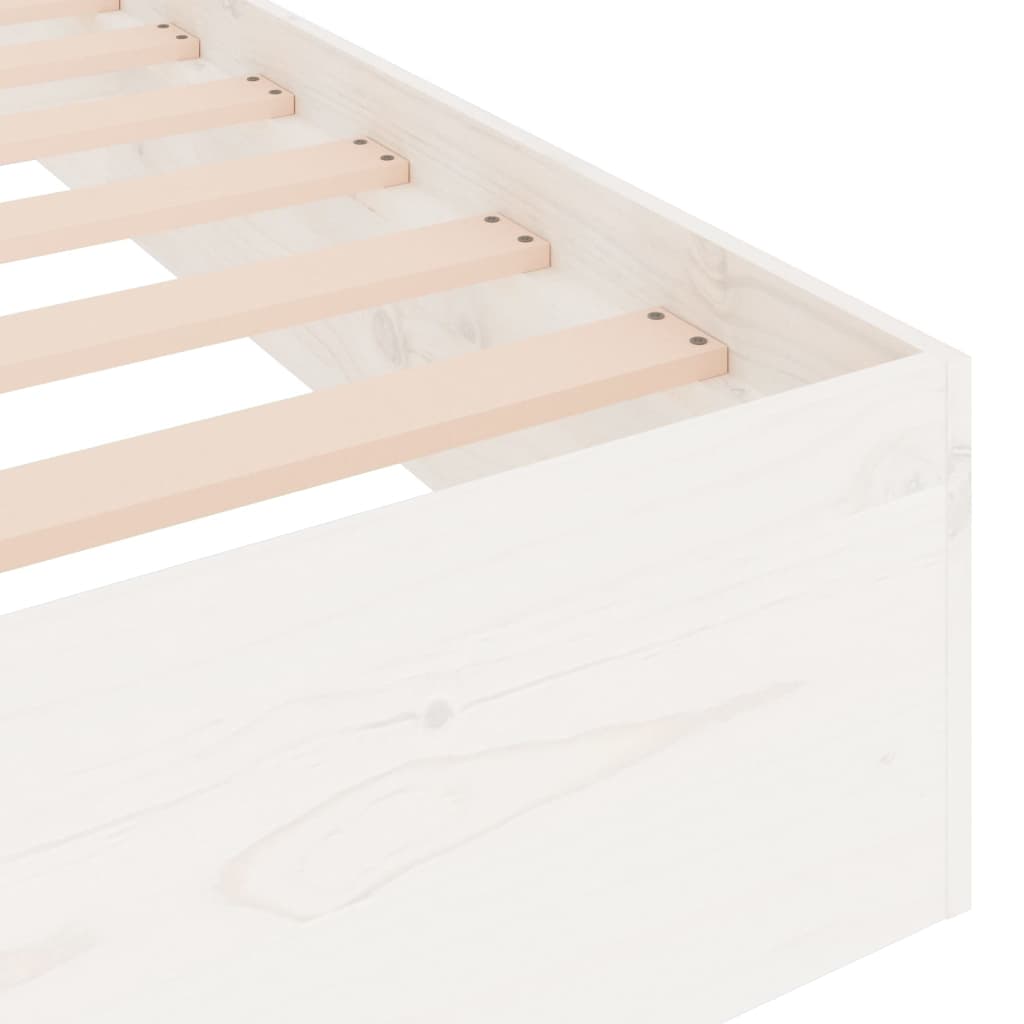 White Solid Wood Bed Frame 75x190cm Small Single, No Mattress