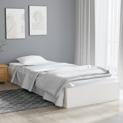 White Solid Wood Bed Frame 75x190cm Small Single, No Mattress