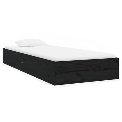 Black Solid Wood Bed Frame 75x190 cm - Small Single Size