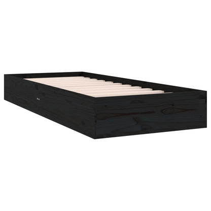 Black Solid Wood Bed Frame 75x190 cm - Small Single Size
