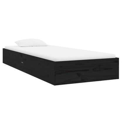 Black Solid Wood Bed Frame 75x190 cm - Small Single Size