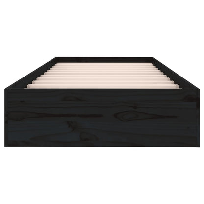 Black Solid Wood Bed Frame 75x190 cm - Small Single Size