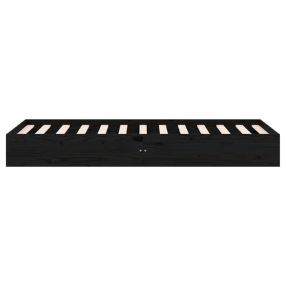 Black Solid Wood Bed Frame 75x190 cm - Small Single Size