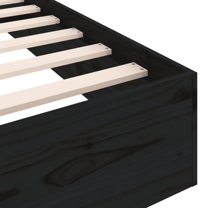 Black Solid Wood Bed Frame 75x190 cm - Small Single Size