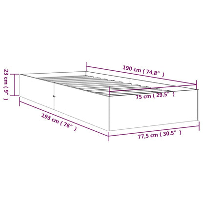 Black Solid Wood Bed Frame 75x190 cm - Small Single Size