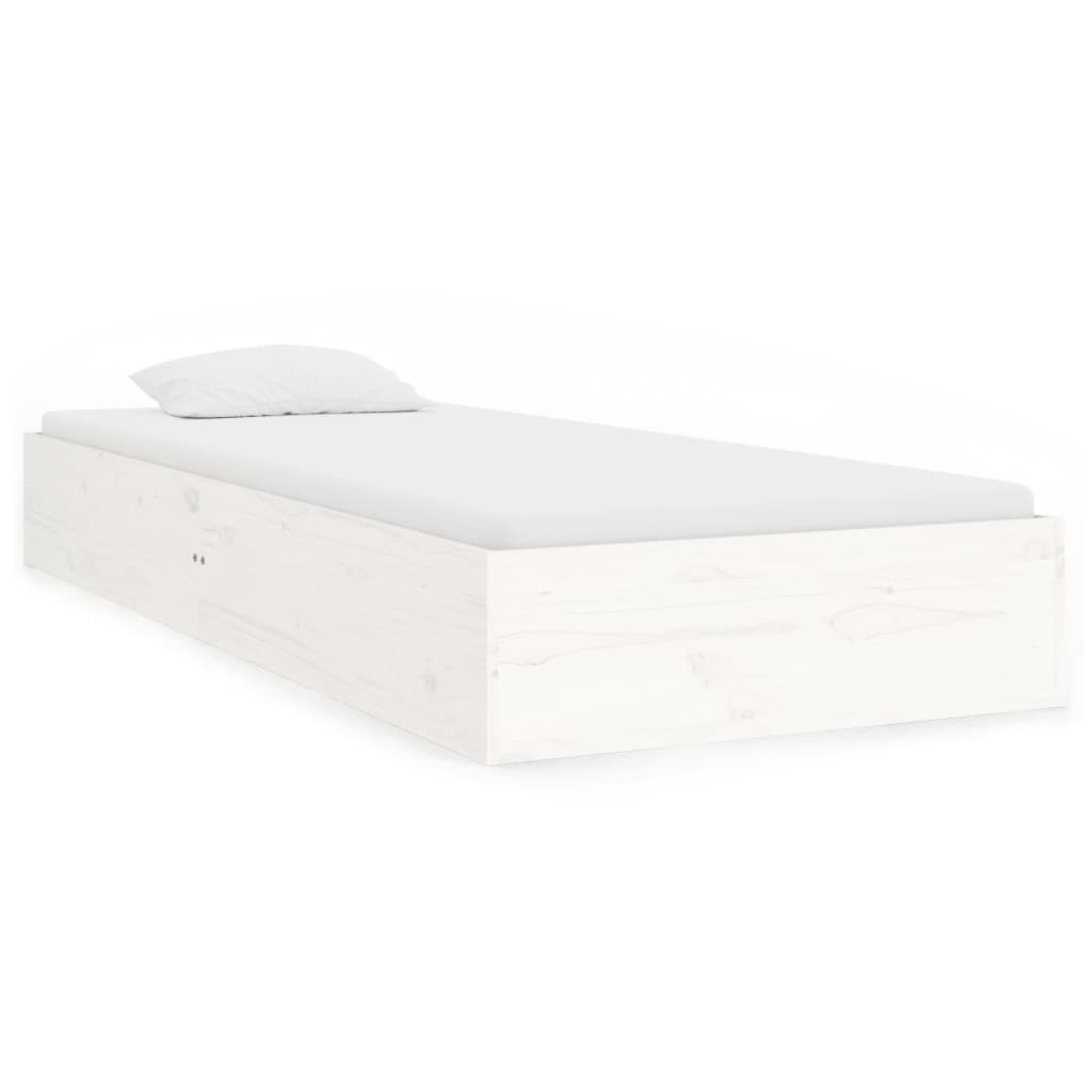 White Solid Wood Single Bed Frame 90x190 cm – No Mattress Included