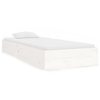 White Solid Wood Single Bed Frame 90x190 cm – No Mattress Included
