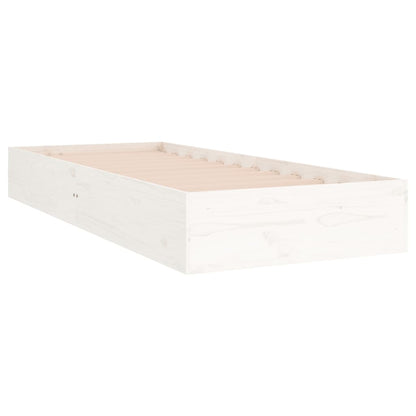 White Solid Wood Single Bed Frame 90x190 cm – No Mattress Included