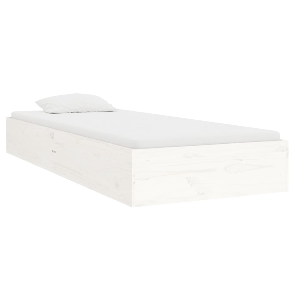 White Solid Wood Single Bed Frame 90x190 cm – No Mattress Included