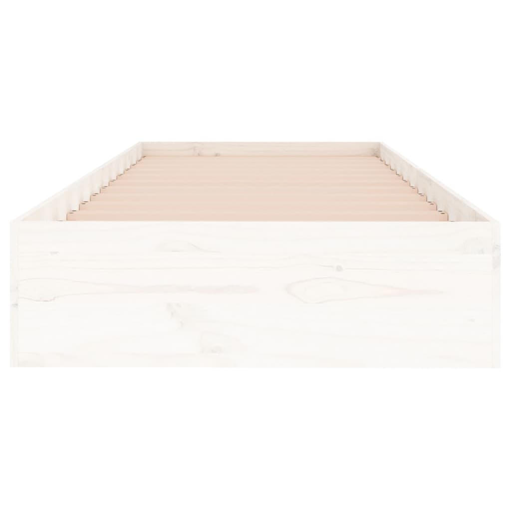 White Solid Wood Single Bed Frame 90x190 cm – No Mattress Included