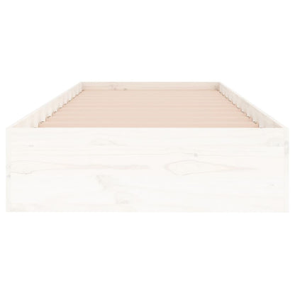 White Solid Wood Single Bed Frame 90x190 cm – No Mattress Included