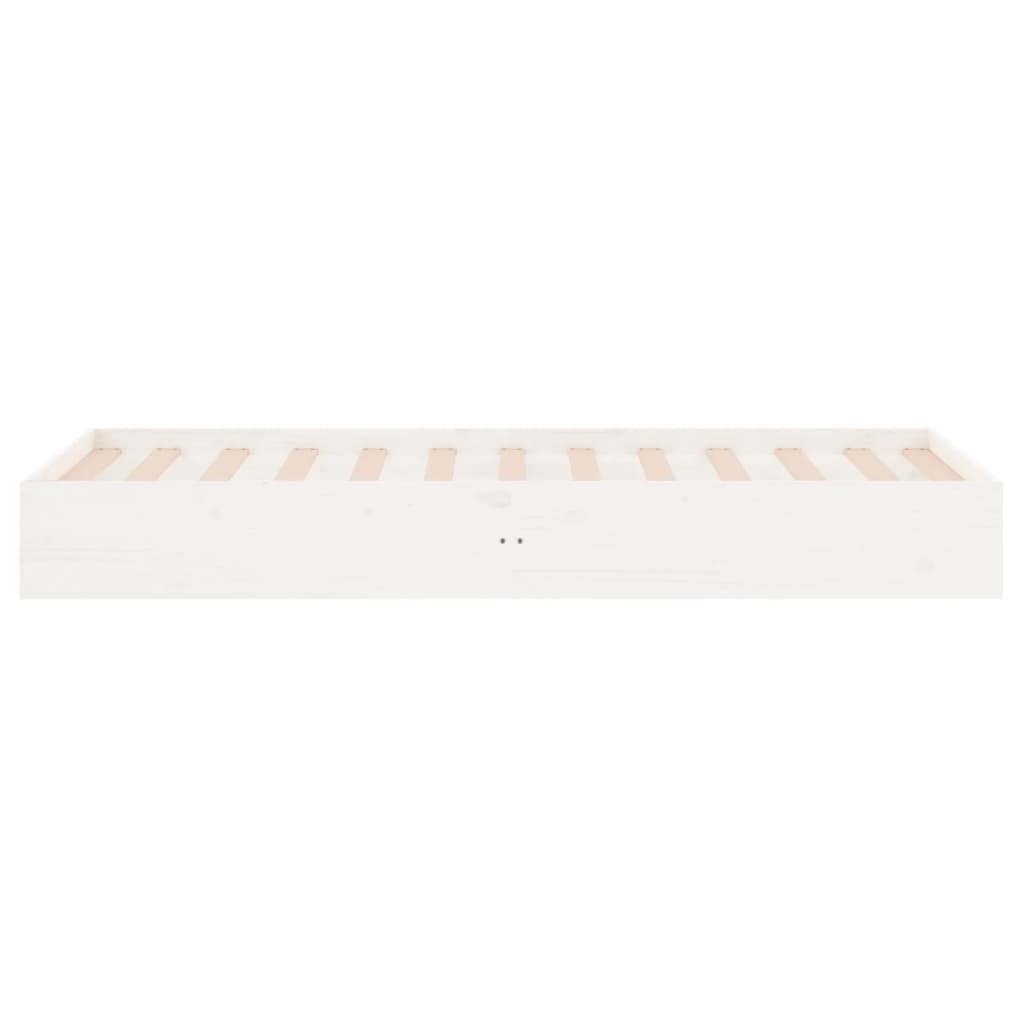 White Solid Wood Single Bed Frame 90x190 cm – No Mattress Included