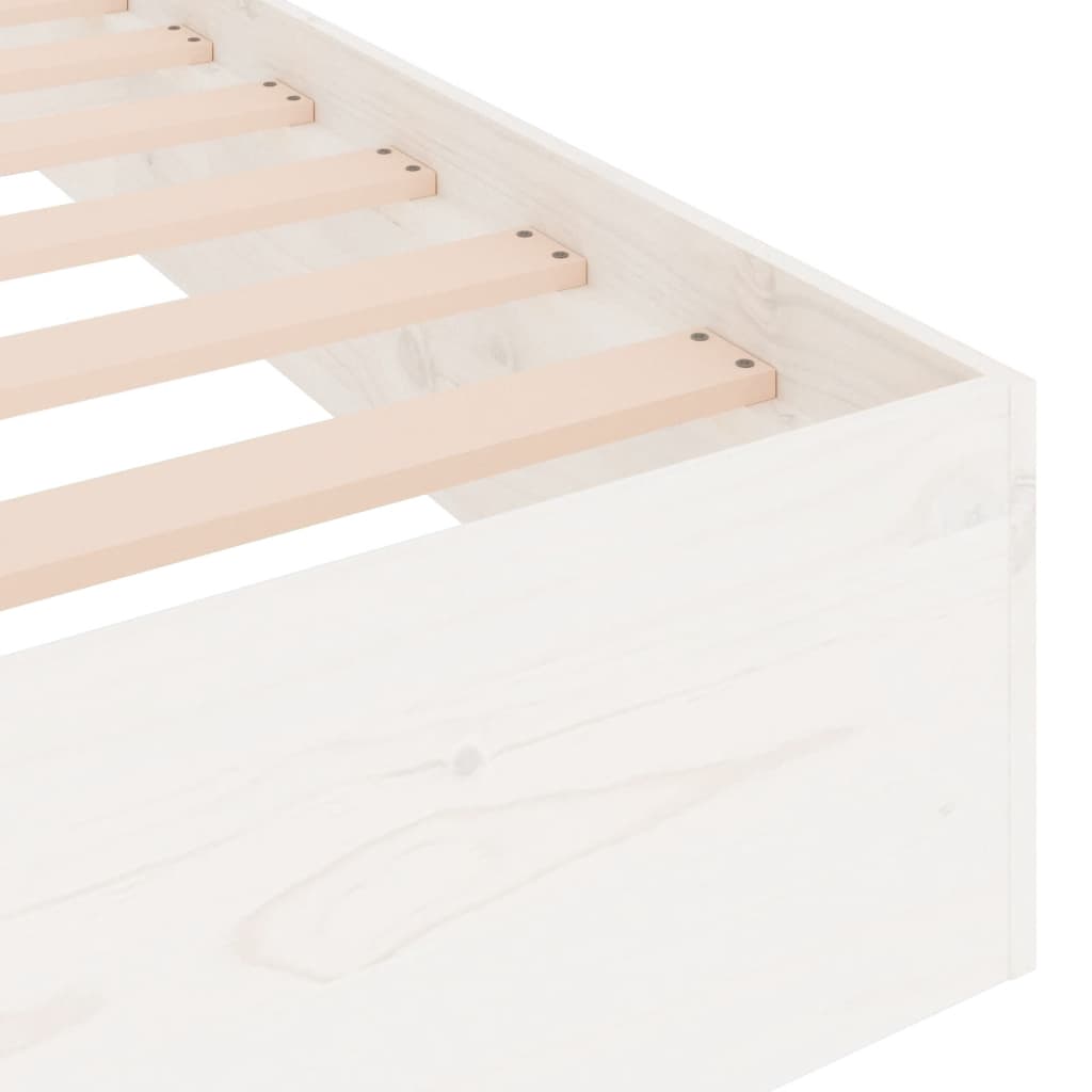White Solid Wood Single Bed Frame 90x190 cm – No Mattress Included