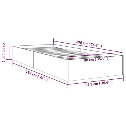 White Solid Wood Single Bed Frame 90x190 cm – No Mattress Included