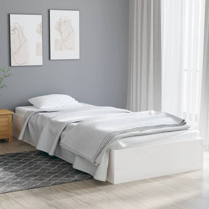 White Solid Wood Single Bed Frame 90x190 cm – No Mattress Included