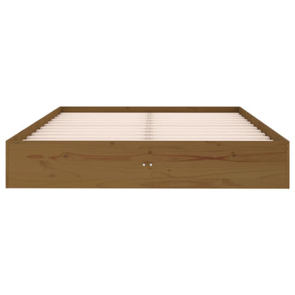 Bed Frame without Mattress Honey Brown Solid Wood 135x190 cm Double