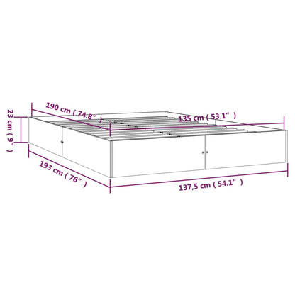 Bed Frame without Mattress Honey Brown Solid Wood 135x190 cm Double