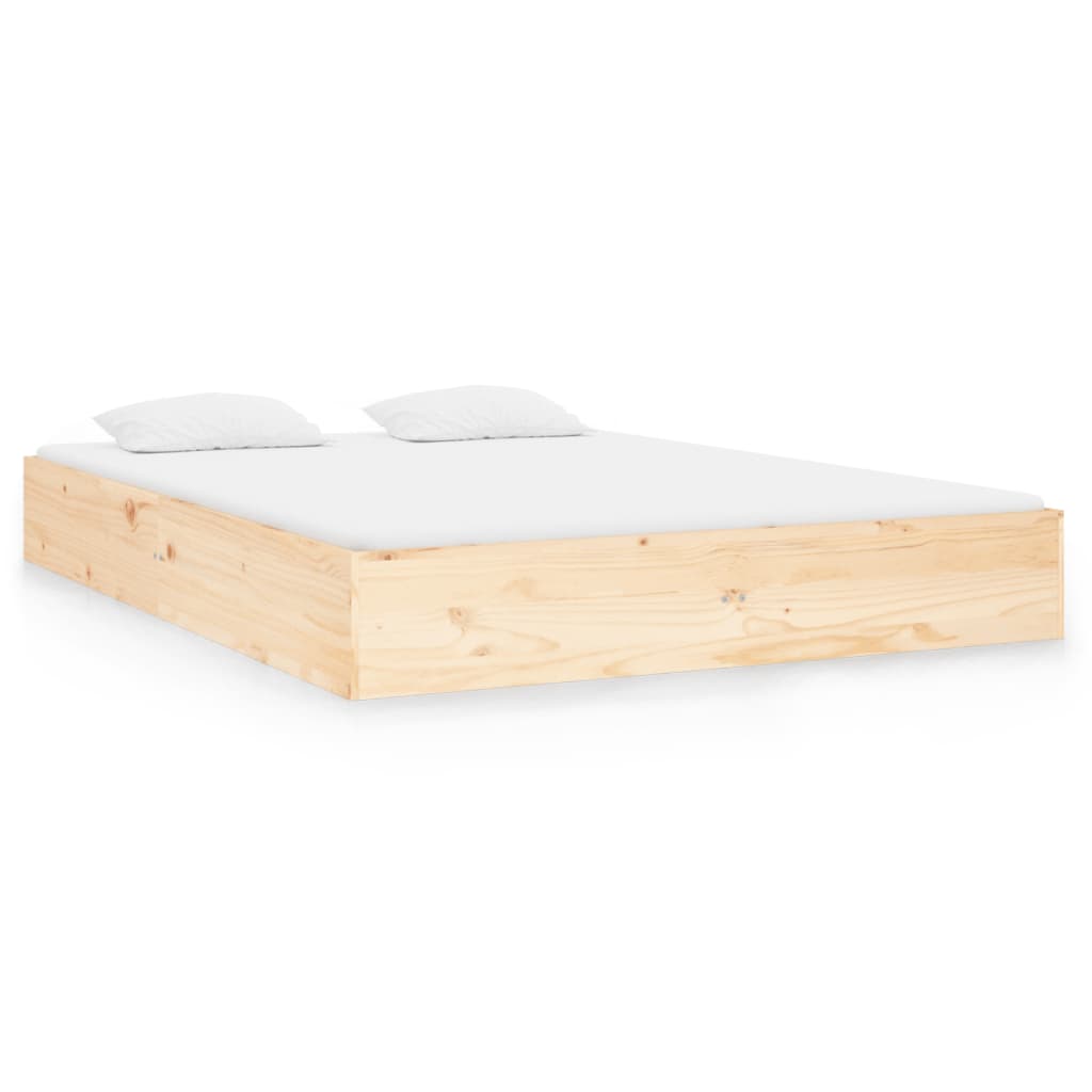 Solid Wood Bed Frame 140x190 cm - Durable, Sleek Design