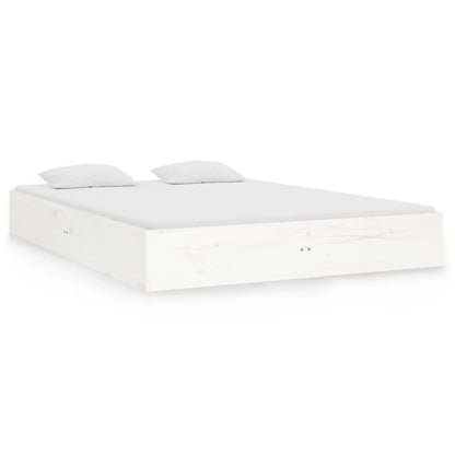 White Solid Wood Bed Frame - 140x190 cm - No Mattress Included