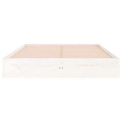 White Solid Wood Bed Frame - 140x190 cm - No Mattress Included