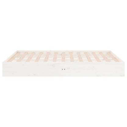 White Solid Wood Bed Frame - 140x190 cm - No Mattress Included