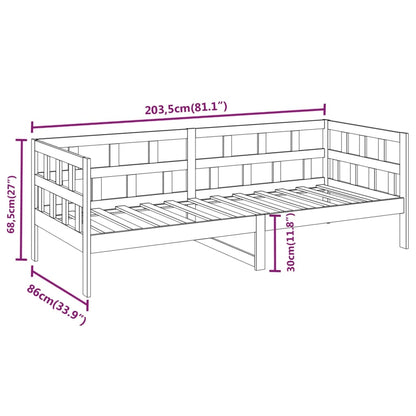 Solid Pine Wood Day Bed Frame 80x200 cm - Mattress Not Included