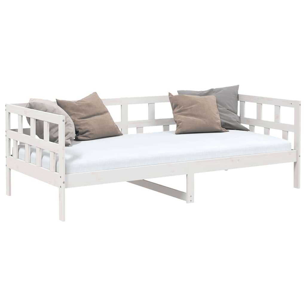 White Solid Wood Pine Day Bed Frame 80x200 cm - No Mattress Included