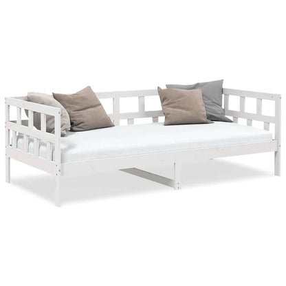 White Solid Wood Pine Day Bed Frame 80x200 cm - No Mattress Included