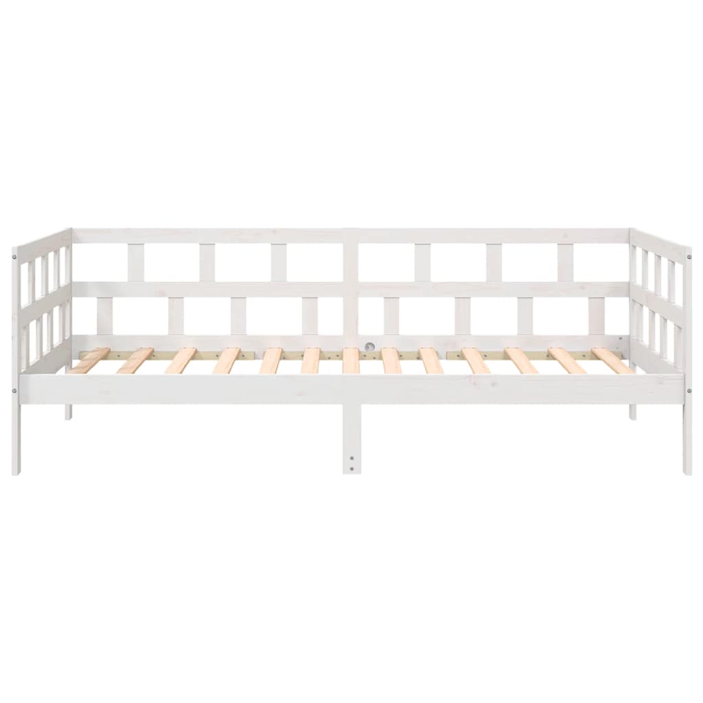 White Solid Wood Pine Day Bed Frame 80x200 cm - No Mattress Included