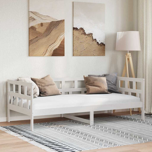White Solid Wood Pine Day Bed Frame 80x200 cm - No Mattress Included