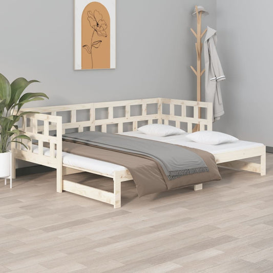 Solid Pine Wood Pull-out Day Bed Frame 2x(90x200) cm | No Mattress