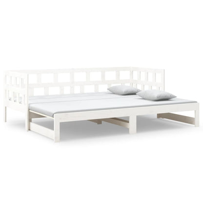 White Pull-Out Day Bed Frame without Mattress 2x(90x200) cm