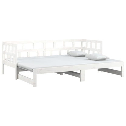 White Pull-Out Day Bed Frame without Mattress 2x(90x200) cm