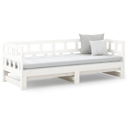 White Pull-Out Day Bed Frame without Mattress 2x(90x200) cm
