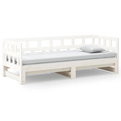 White Pull-Out Day Bed Frame without Mattress 2x(90x200) cm