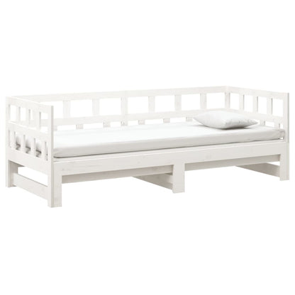 White Pull-Out Day Bed Frame without Mattress 2x(90x200) cm