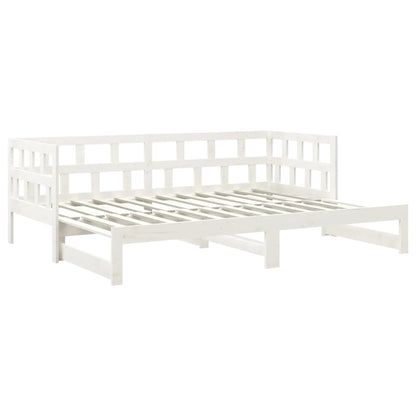 White Pull-Out Day Bed Frame without Mattress 2x(90x200) cm
