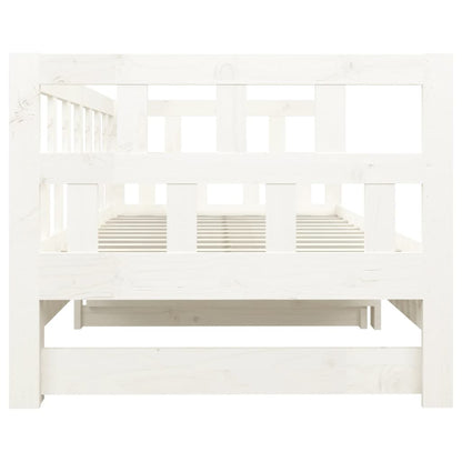 White Pull-Out Day Bed Frame without Mattress 2x(90x200) cm
